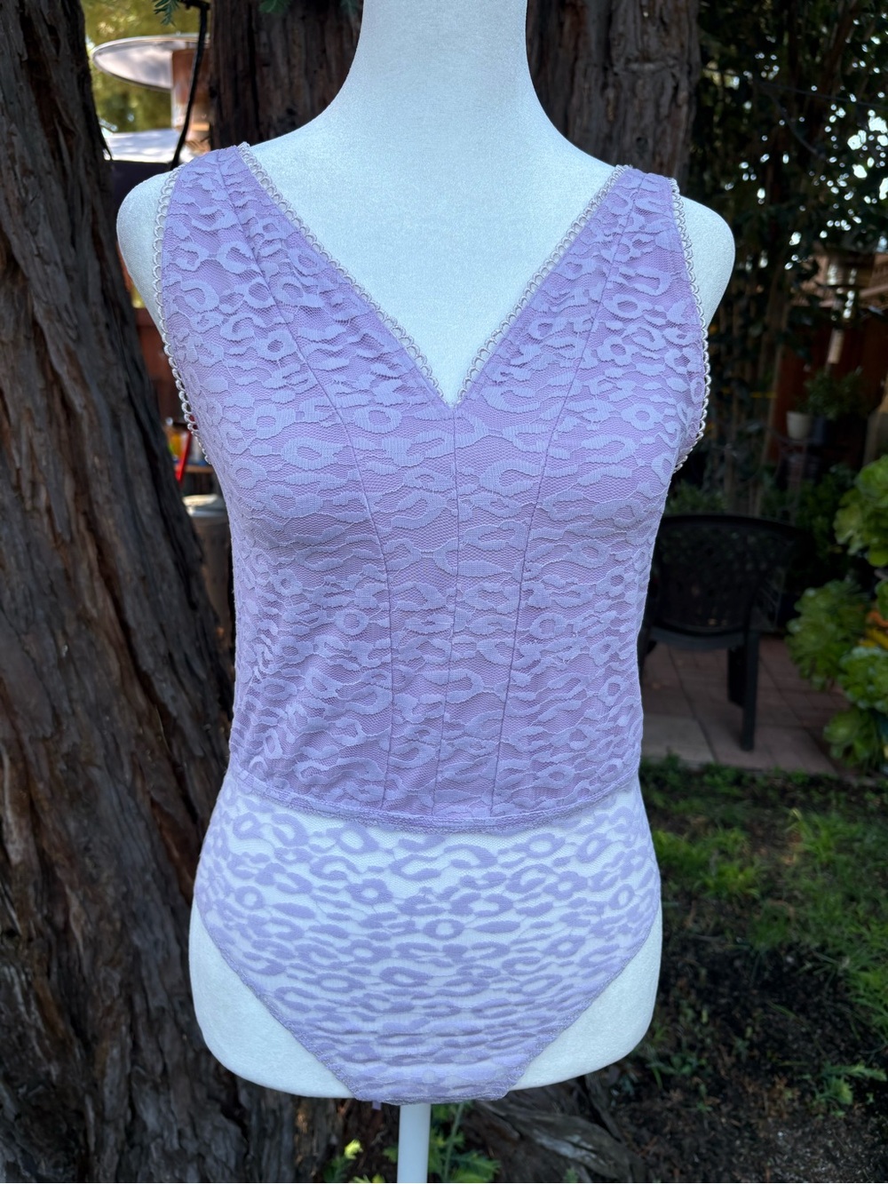 Stella Laguna Beach Lavender Lace V-Neck Bodysuit